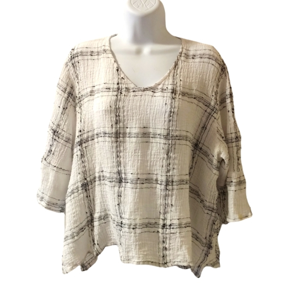 Habitat clothes to live in linen blend gauze boxy top size L